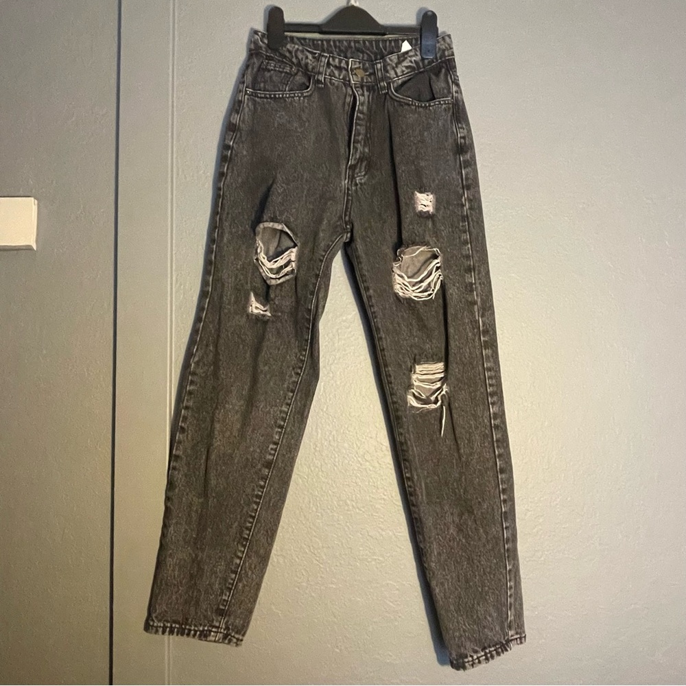 Black ripped straight American Eagle jeans